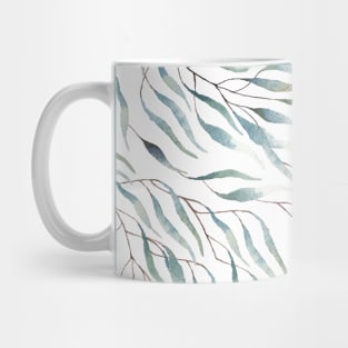 Pattern of eucalyptus leaves drawn with watercolor 2 Mug